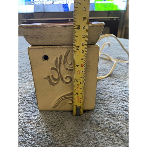 Scentsy Warmer Ceramic Brown Sandstone Art Deco Design with Red Indicator Light - Picture 7 of 7
